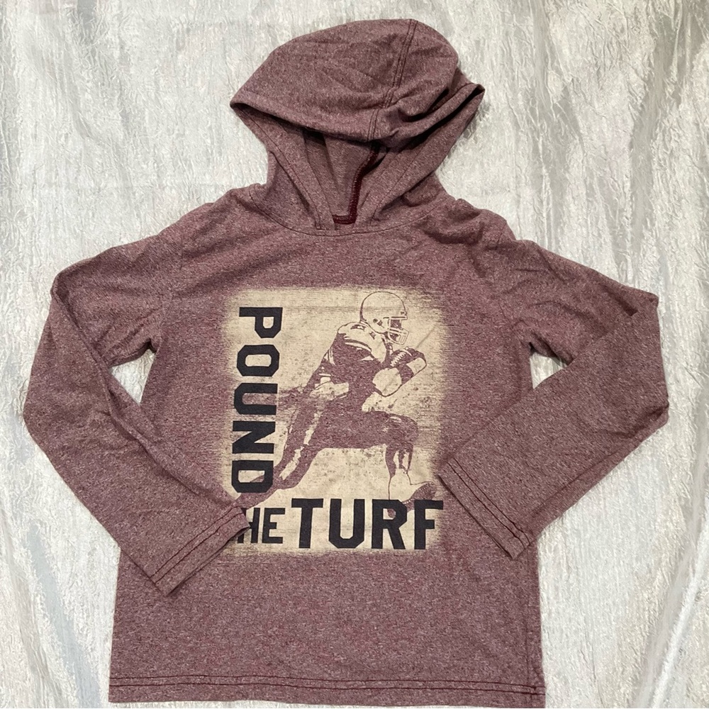 Kids Maroon Graphic‎ Hooded Long Sleeve
